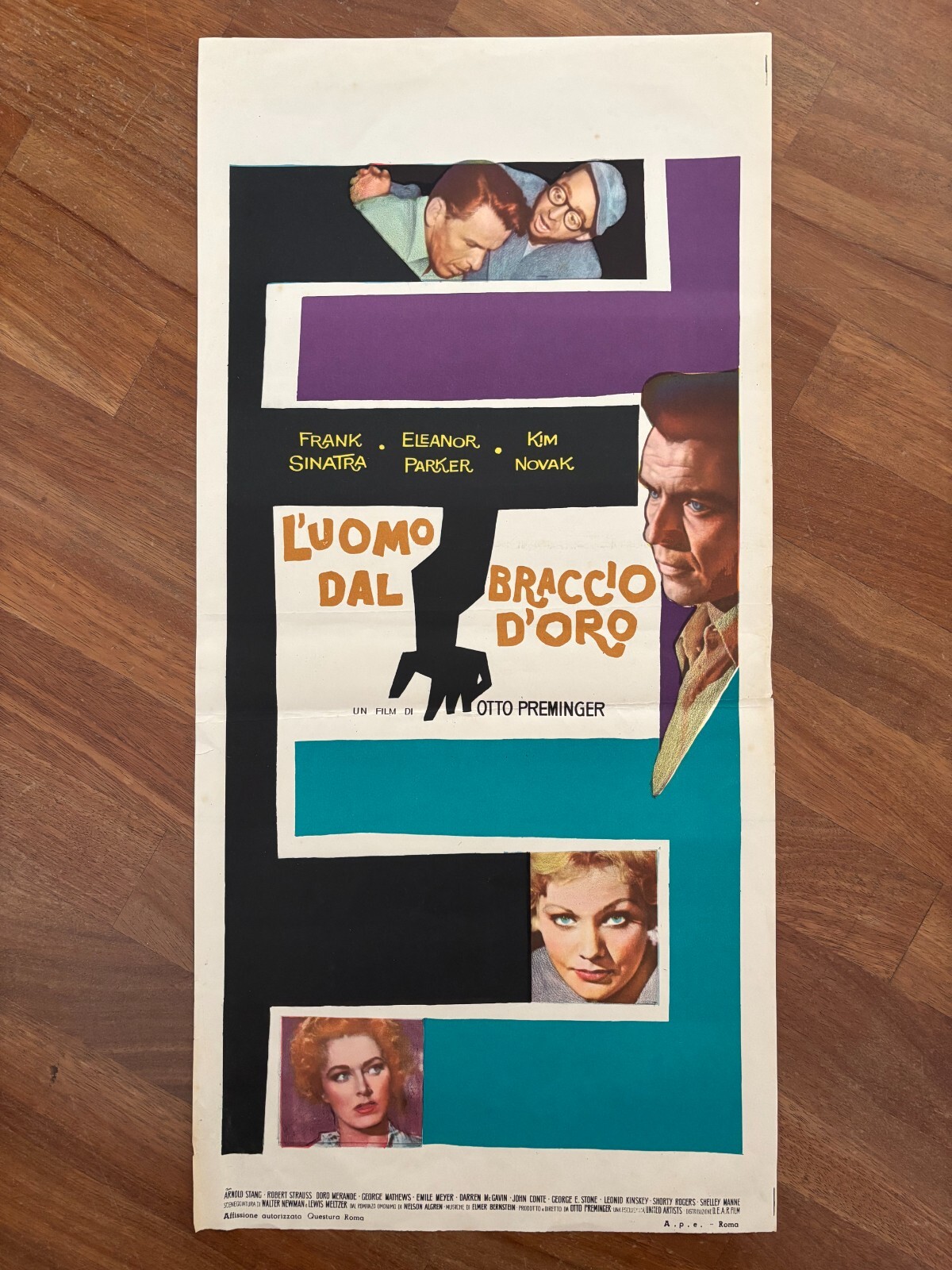 Locandina originale film L'uomo dal braccio d'oro (1955) - Regia di Otto Preminger