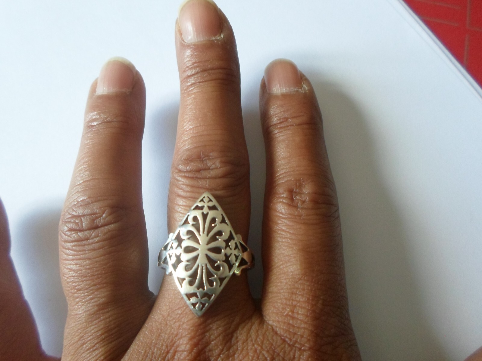 solid silver ring, openwork diamond, size 64 - image 2