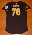 SAN DIEGO PADRES 2024 JHONY BRITO GAME USED WORN NIKE VAPOR PREMIER ROAD JERSEY