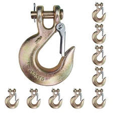 10 Pack G70 3/8" Clevis Slip Hook w/Latch Trailer Truck Transport Tow Chain Hook