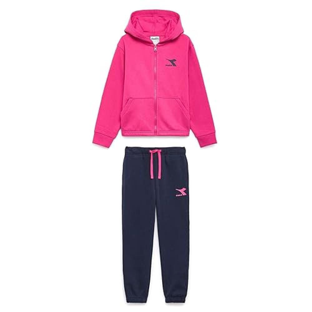 (TG. XS) Diadora JG. Tracksuit HD FZ Gloss, Shocking Pink/Peacoat, XS Bambine e