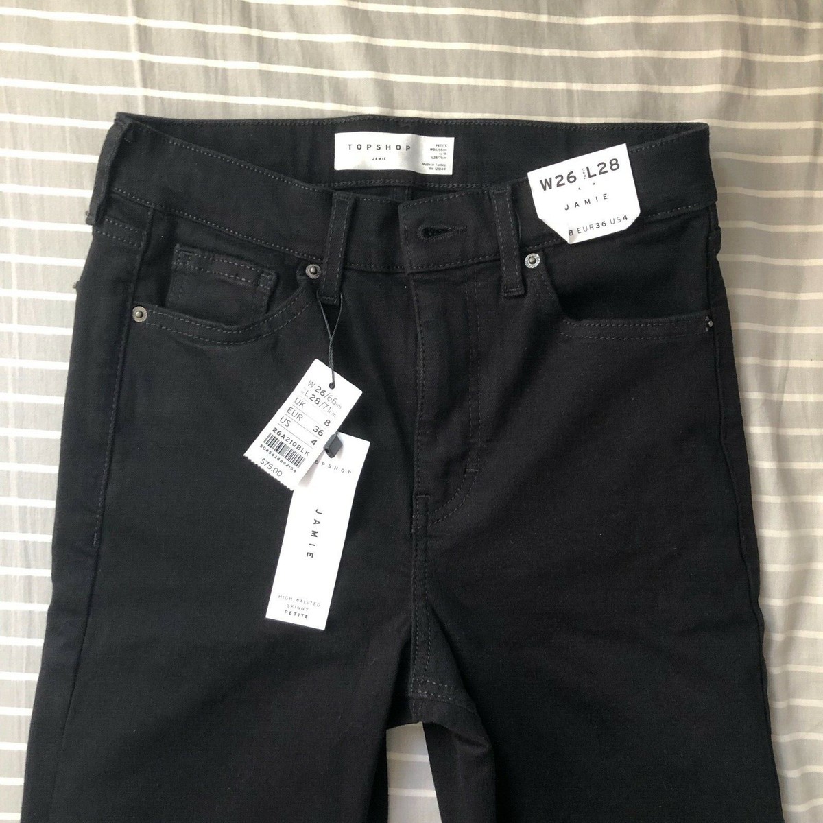 NEW Topshop Petite Jamie High Waist Ankle Skinny Jeans Black  W24L28,W25L28,W26L2