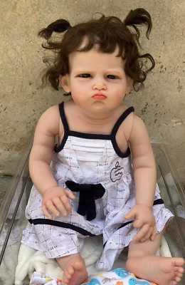 28inch Artist Painted Reborn Babies Doll Realistic Girl Hand-Rooted Hair Toddler