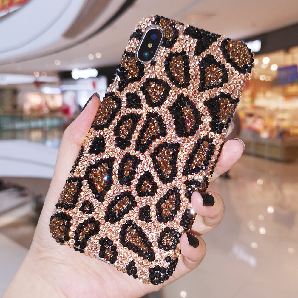 Customized Sexy leopard Bling crystals phone case for various phone phone  cover
