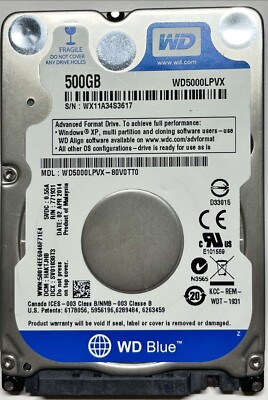 WD5000LPCX - Digital Blue 500GB 5400RPM 2.5 Sata Hard Drive