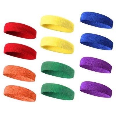 TOPTIE 12 PCS Sweat Headbands, Sports Headband Moisture Wicking Athletic Cotton