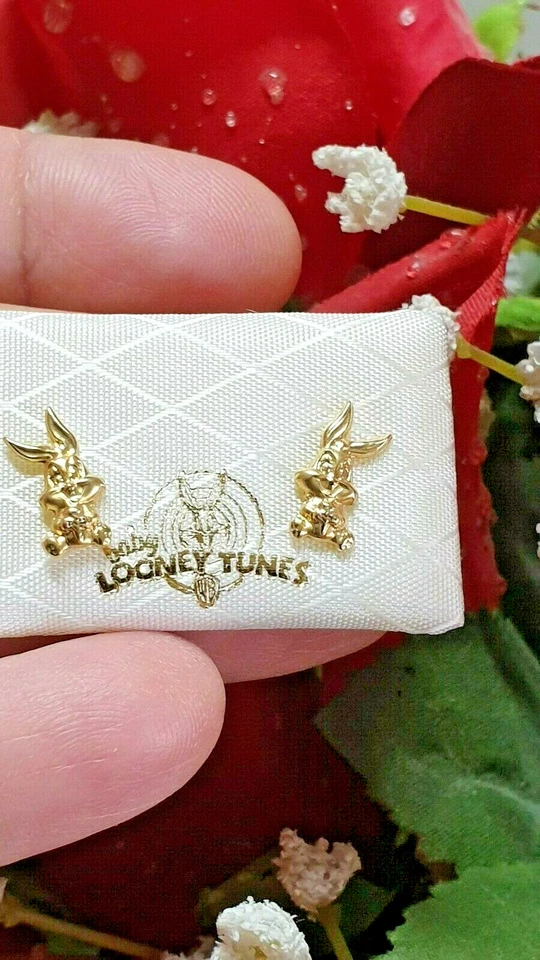 Pendientes Disney Oro Sólido 18k Original Looney Tunes Warner Bros Sello HMD Foto 3 de 4