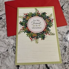 Merry Christmas For My Friend Kind Of Friendship 5.5”x8” Hallmark Greeting Card