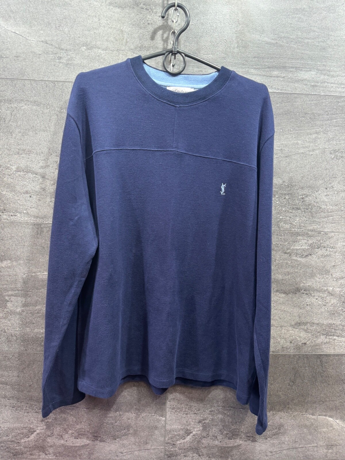 Maglione Yves Saint Laurent YSL cotone navy felpa vintage uomo taglia L