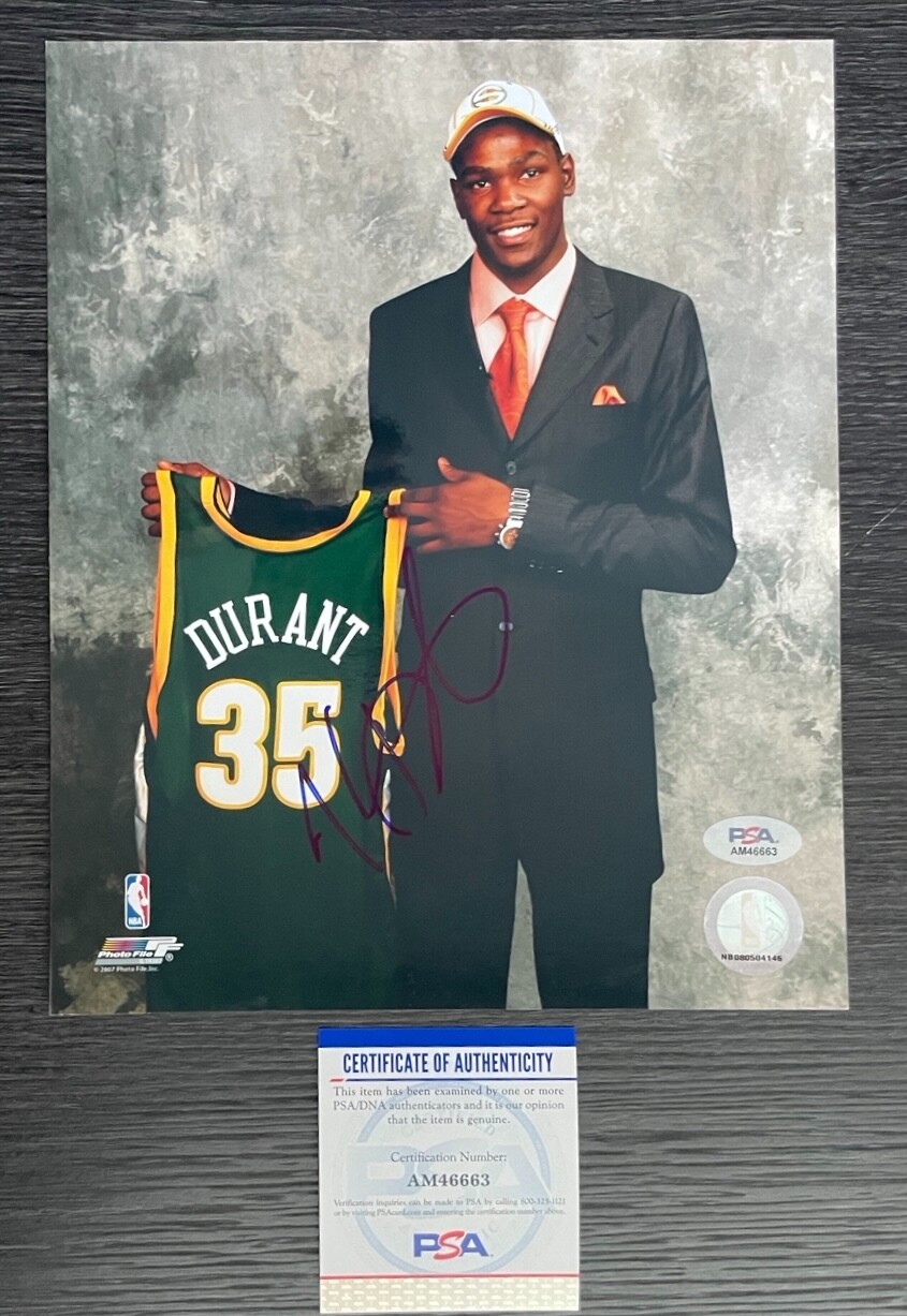 Kevin Durant Autographed 8x10 Photo NBA Draft Day Seattle Sonics PSA/DNA COA