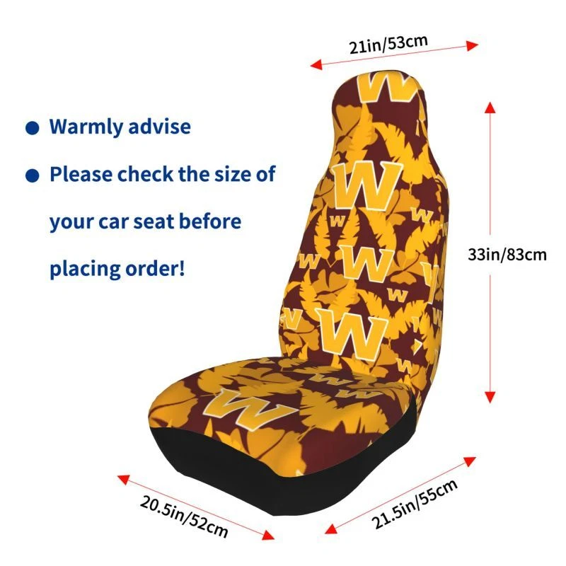 2pcs Washington Redskins Elastic Car Seat Covers Hawaii Style Print Seat Cover