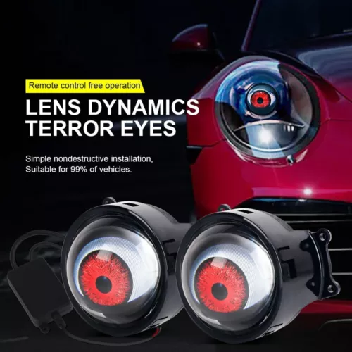 3" Car Motorcycle Dynamic LED Devil Eyes Light Bulb Headlight Kit Remote Control - Bild 11 von 20