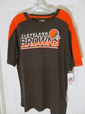 NFL Team Apparel Cleveland Browns Short Sleeve Tee, Brown Orange, Size L