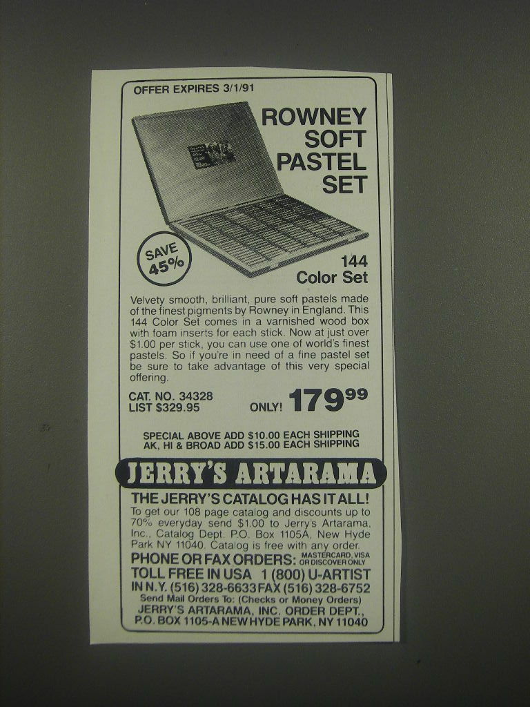 1991 Jerry's Artarama Ad - Rowney soft pastel set