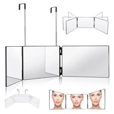 3 Way Trifold Mirror 360° Barber Mirror Height Retractable Hook Makeup Mirror UK