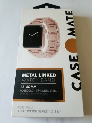 New SS Gold Rose Case Mate Band & Case Mate Bumper for iWatch 38-40mm Rose Gold 40mm Apple Watch Band + Case Set with Bling  main image 4