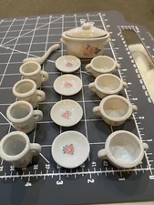 Vintage Pretty Port Ltd Childs Porcelain Miniature Tea Set Lot Of 15 Pieces Mini
