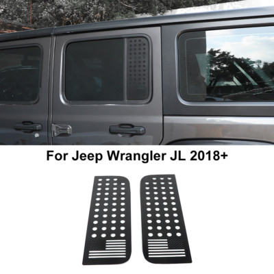 2x Alloy Rear Seat Window Glass Air Vent Cover for Wrangler JL/JT 2018+ 4Door