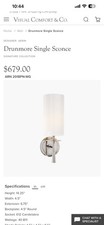 Visual Comfort, Aerin Drunmore Single Sconce,...