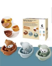 Baby Bath Toys Nautical Pals Deluxe 6 Piece Floating Animal Boat Set BPA Free