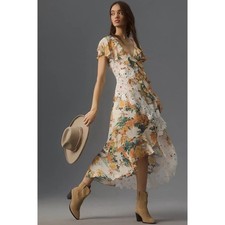 Anthropologie V-Neck Ruffle LaceSlip Dress Size 8