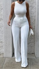FASHION NOVA - Call It Even Wide Legs Dress Pants White SizeM NWT