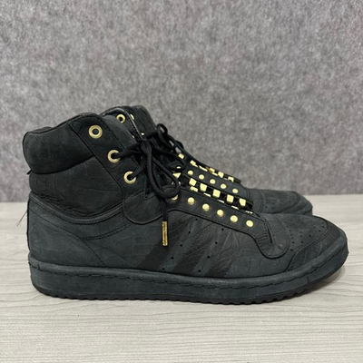 #ad Adidas Top Ten 2 Chainz Hi Mens Sz 12 Black Gold Crocodile Leather Sneakers $74.99