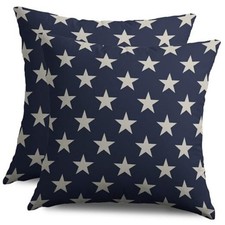 4th of July Patriotic Pillow Covers 18X18 Set of 2 18" x 18" Pack of 2 Blue