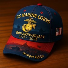 U.S. Marine Corps 250th Anniversary 1775-2025 Embroidered Baseball Cap - Semper