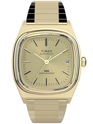Timex 1983 E-Line Reissue TV Dial Gold Expansion Automatic Watch New R8041001