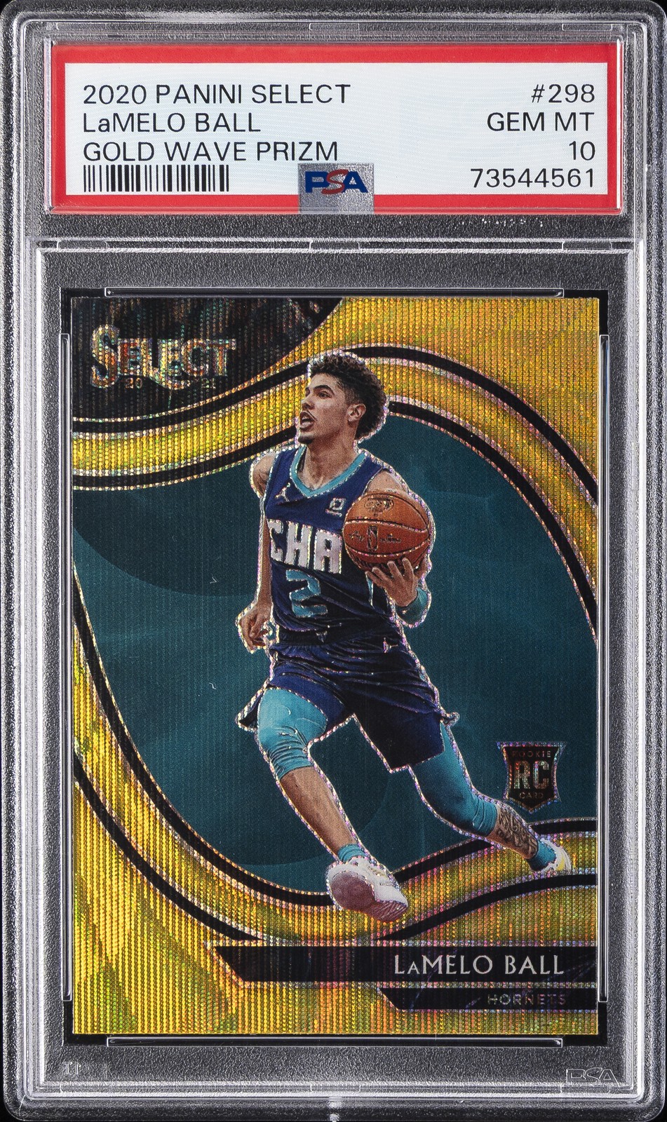 2020 PANINI SELECT GOLD WAVE PRIZM #298 LAMELO BALL PSA 10