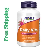 NOW Daily Vits Multivitamin 120 Veg Capsules with Fruit Veggie Blend Lutein