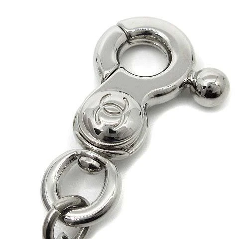 CHANEL Keychain Key Ring Coco Mark Heart White Silver Women's Total length 13cm - Picture 6 of 6