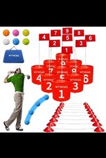 Bucket Golf Yard Game for Family Portable 9 Hole Golf Course without Golf Clubs