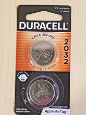 2 pc DURACELL CR2032 lithium 3v battery Apple AirTag EXPIRATION DATE 03/2032 