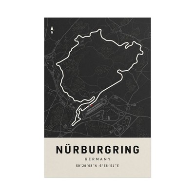 Nurburgring Course Map Poster   German Racing Circuit Wall Art