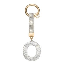 Initial Keychain for Women, Cute Sparkly Rhinestone Key Chains White Letter O 