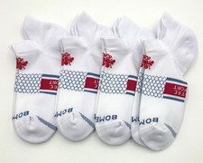 4 Pairs Bombas Women's All Sport Honeycomb Ankle Socks Cushion White Size Med