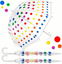 2 Pack Clear Bubble Umbrella, Cute Dot Dome Umbrella with Easy Grip Handle, Ligh