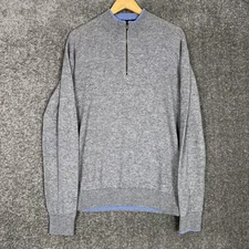 Greyson Men’S Gray Cashmere Wool Blend Quarter Zip Sweater Company Medium