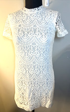 Forever 21 Ivory Lace Shift Mod Y2K Dress Small Mini Fairycore Boho Romantic
