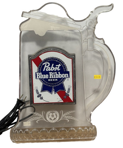 VTG Pabst "PBR" Blue Ribbon Beer Lighted Sign | Tested & Works | 15.5in x 11in