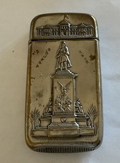 Match Safe 1893 Columbian Expo Worlds Fair Statue & Building