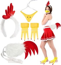 5PCS Rooster Chicken Costume Set Comb Headband Tail Beak Mask Feet Halloween