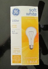 GE Soft White 150w Bulb s NOS 2710 lumens General All Purpose A21