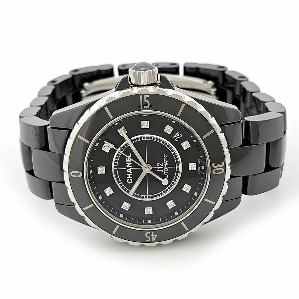 CHANEL J12 38Mm 12P Diamond H1626 Black Case Size 38mm Men's Used Watch  #91030