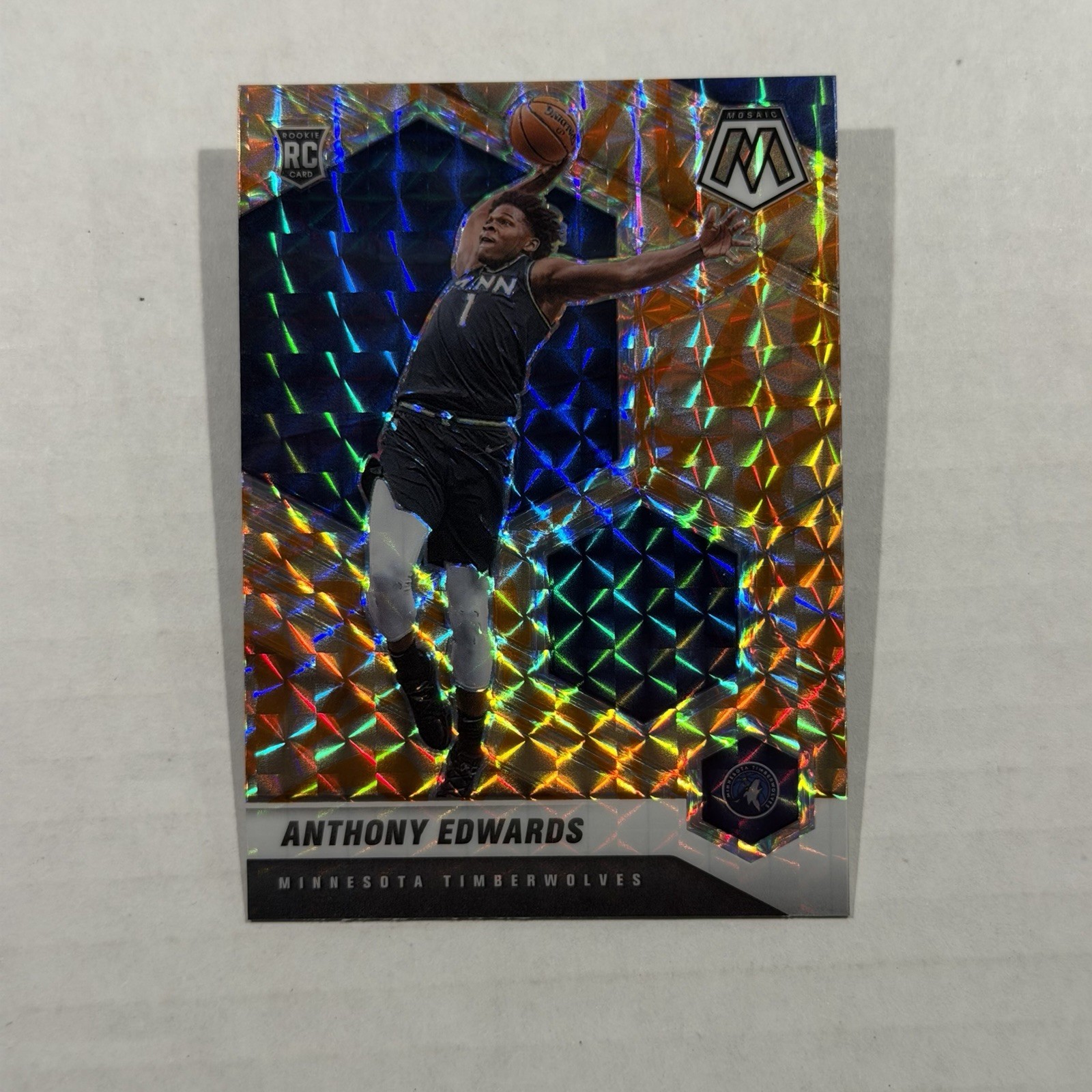 Anthony Edwards RC - 2020-21 Mosaic Orange Reactive Mosaic Prizm Rookie - Wolves