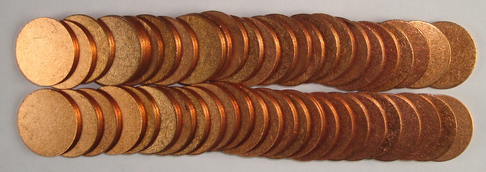 Roll of 50 Blank Planchet Mint Error Pre-1982 Copper Lincoln Cents Uncirculated