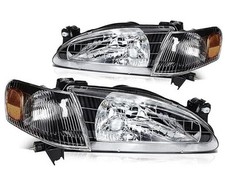 Headlight Assembly for Corolla 1998-2000 Clear Lens Black Housing Amber