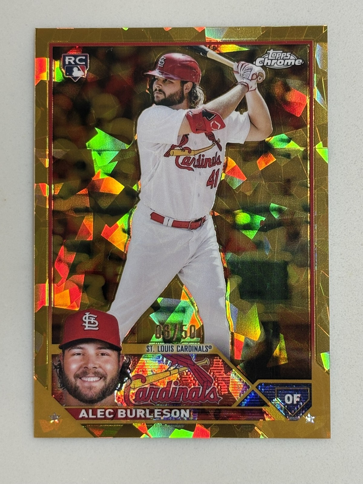 2023 Topps Chrome Sapphire Alec Burleson Gold /50 #622 RC St. Louis Cardinals